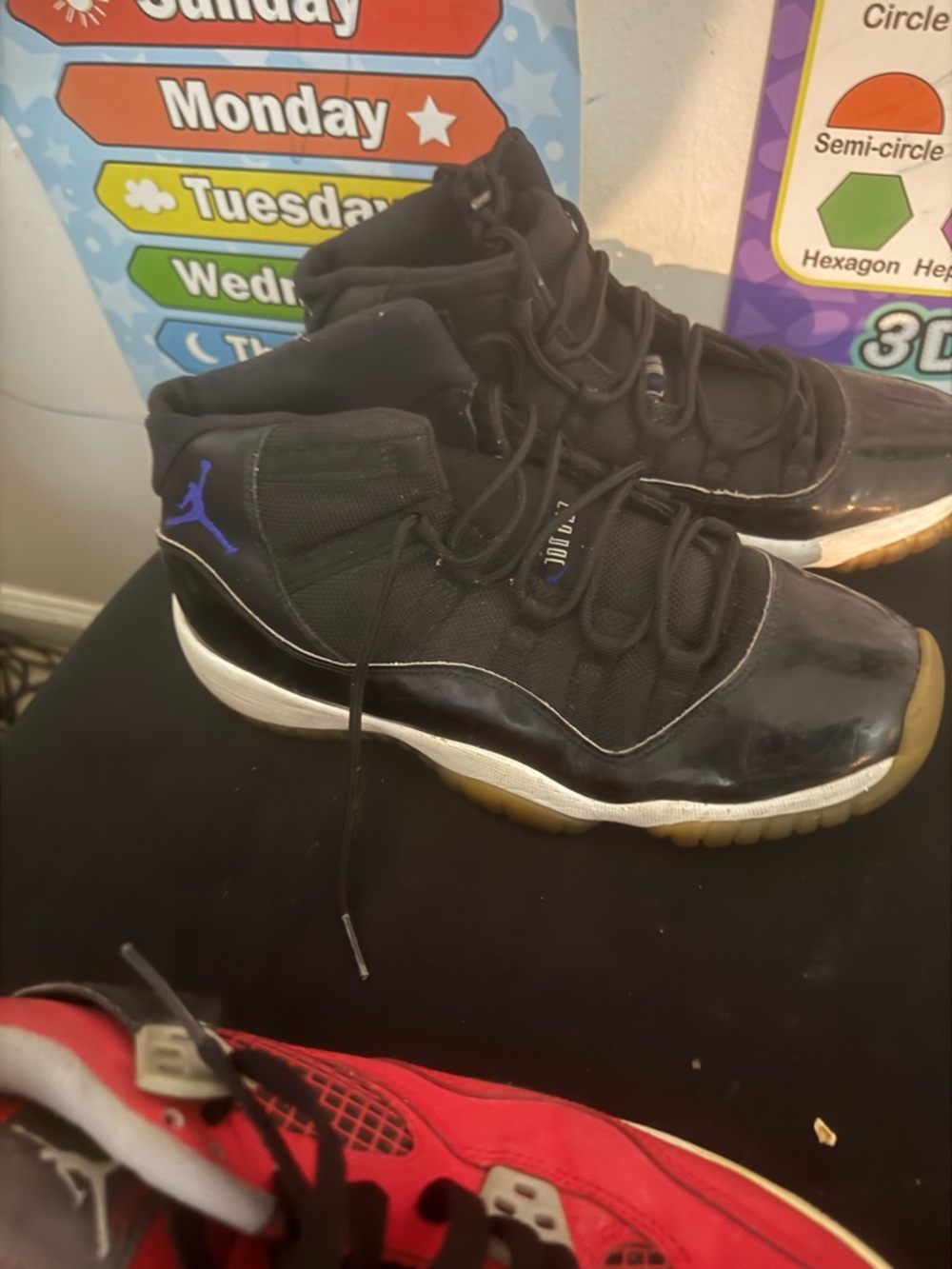 Jordan Kids Black and Blue High-Top Sneakers with Gum Sole